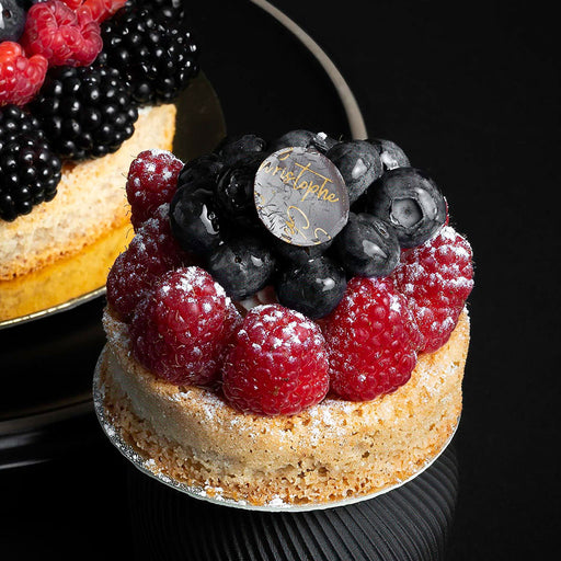 Fresh Fruit Financier summer cake individual sized, best cakes metro Vancouver from Chez Christophe Cake Shop and Patisserie in Burnaby and White Rock
