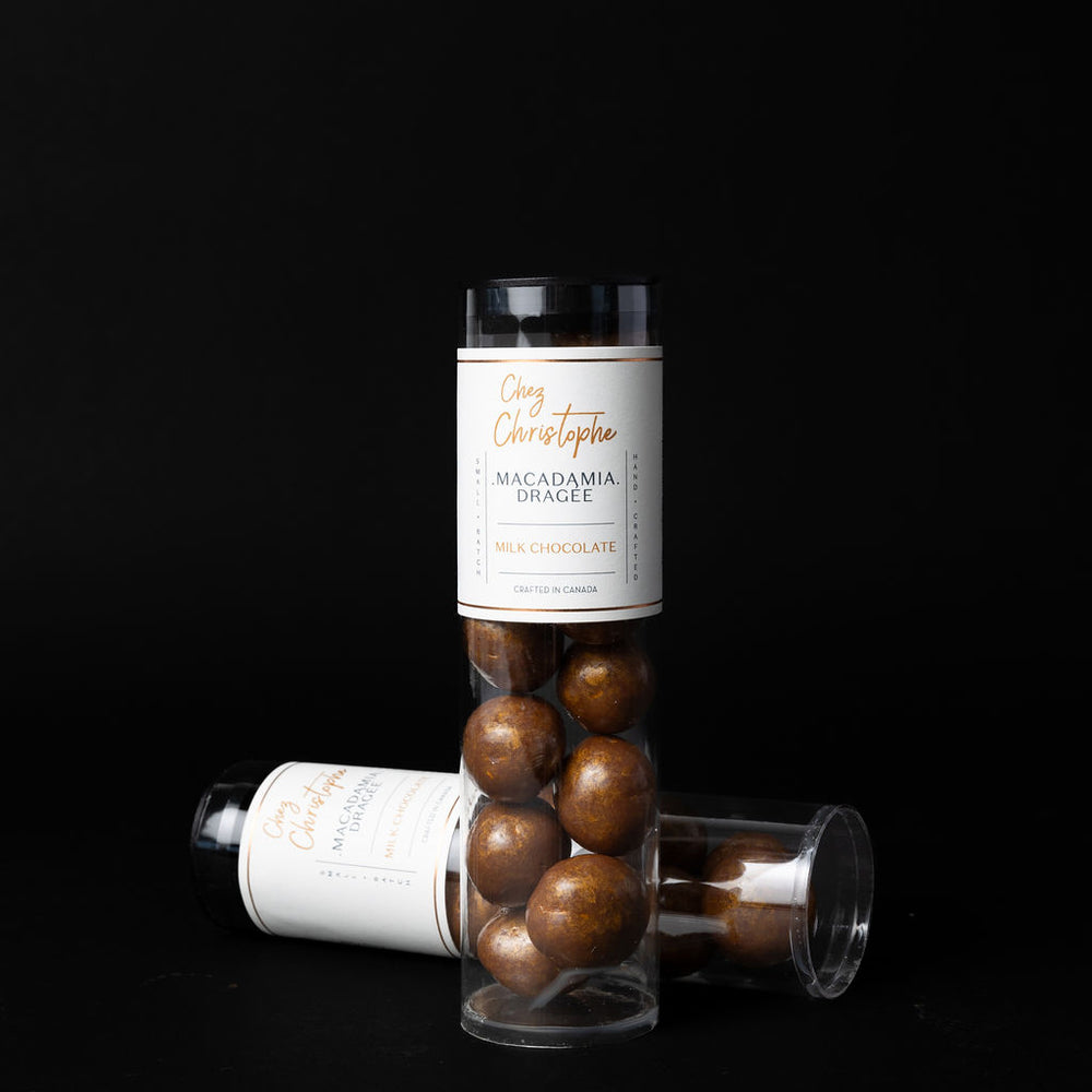 chocolate macadamia nuts - shop chocolate - Chez Christophe artisan chocolate shop and cakes in Burnaby and White Rock, near Vancouver, BC