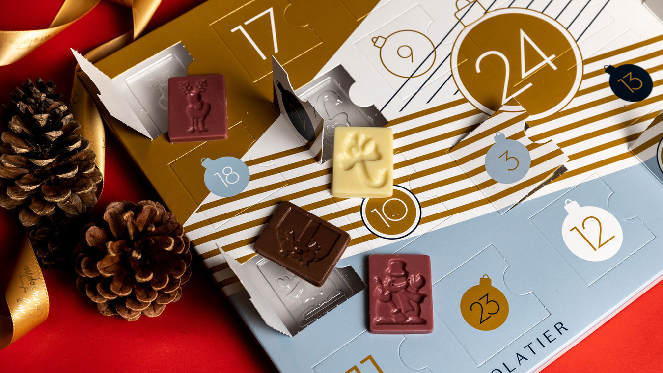 best gourmet advent calendars in Vancouver, BC, available to ship across Canada - Chez Christophe artisan chocolates