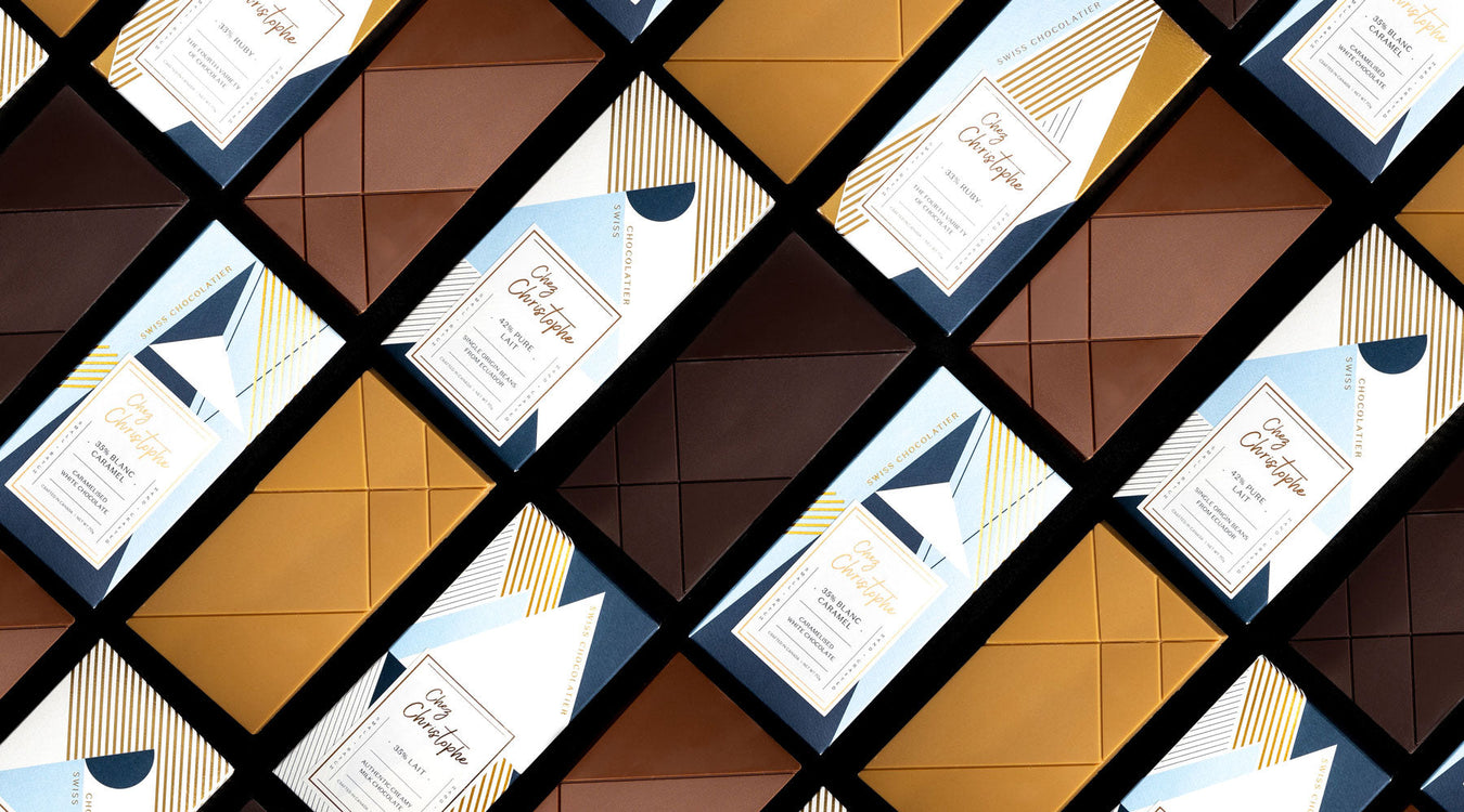 Artisan chocolate bars made in Canada from Chez Christophe chocolate and cake shop in Burnaby and White Rock, near Vancouver, BC