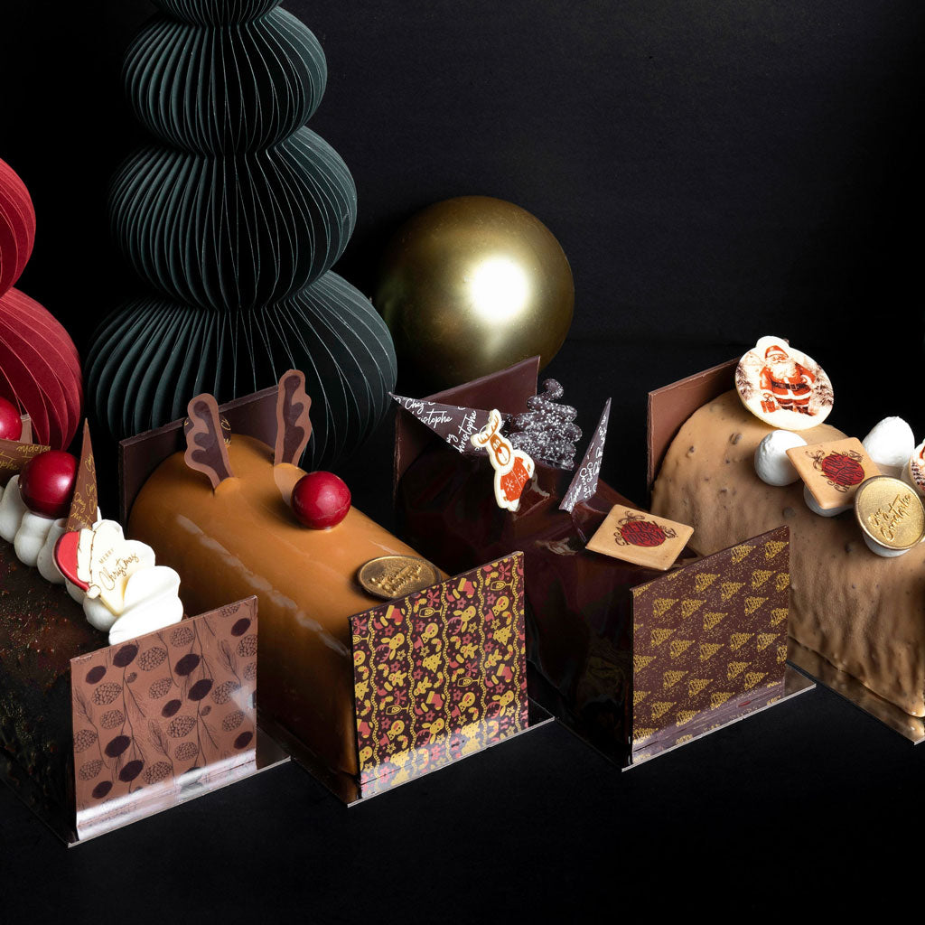 top-rated buche de noel yule log cakes made by Chez Christophe cake shop and patisserie in Burnaby and White Rock, near Vancouver, BC