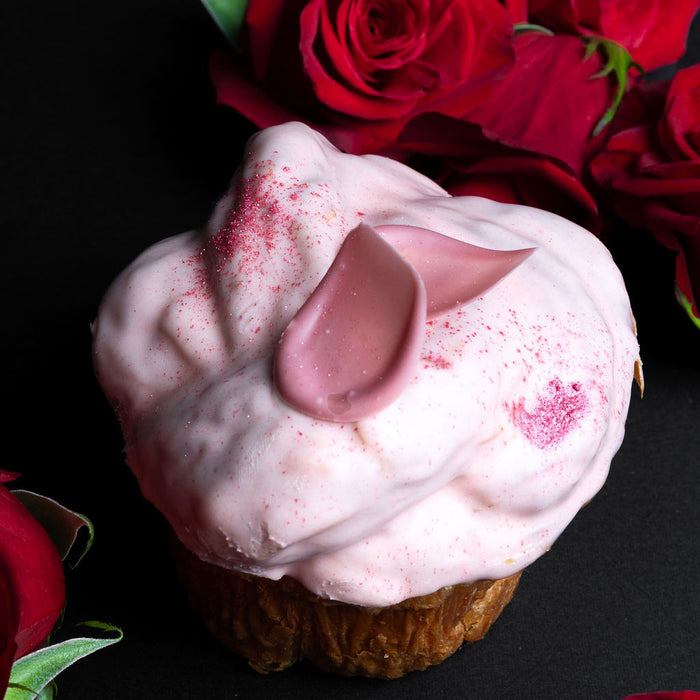 Valentine's Day Specialty Croissant,  vanilla and raspberry, Chez Christophe patisserie in Burnaby and White Rock, BC. 