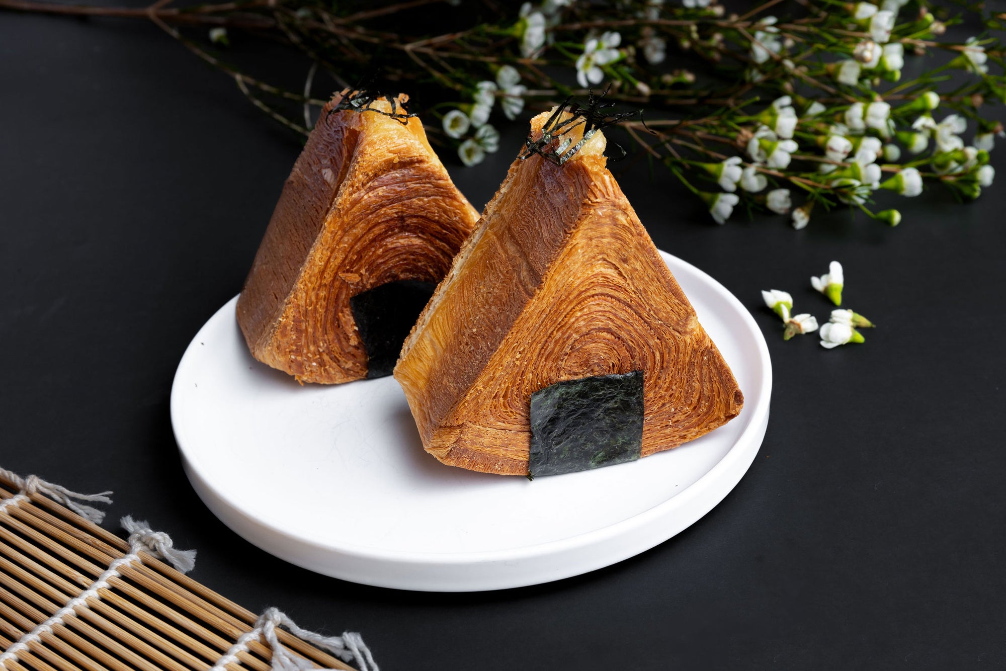 Best specialty croissants in Burnaby and White Rock, near Vancouver, BC, Japanese-French Oniwassant Onigiri Croissant at Chez Christophe Patisserie.