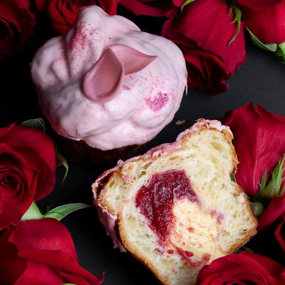 Top Valentine's Day treats - Specialty Croissant,  vanilla and raspberry, Chez Christophe patisserie in Burnaby and White Rock, BC. 