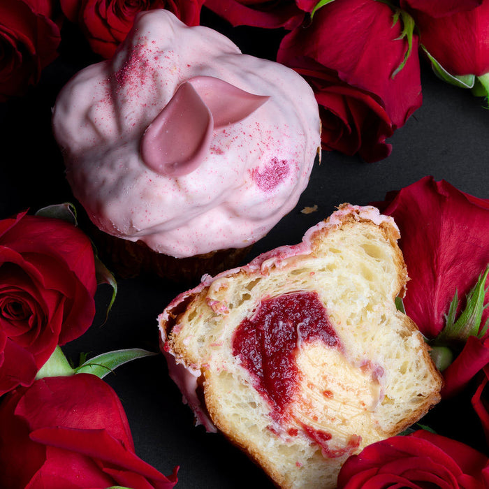 Top Valentine's Day treats - Specialty Croissant,  vanilla and raspberry, Chez Christophe patisserie in Burnaby and White Rock, BC. 
