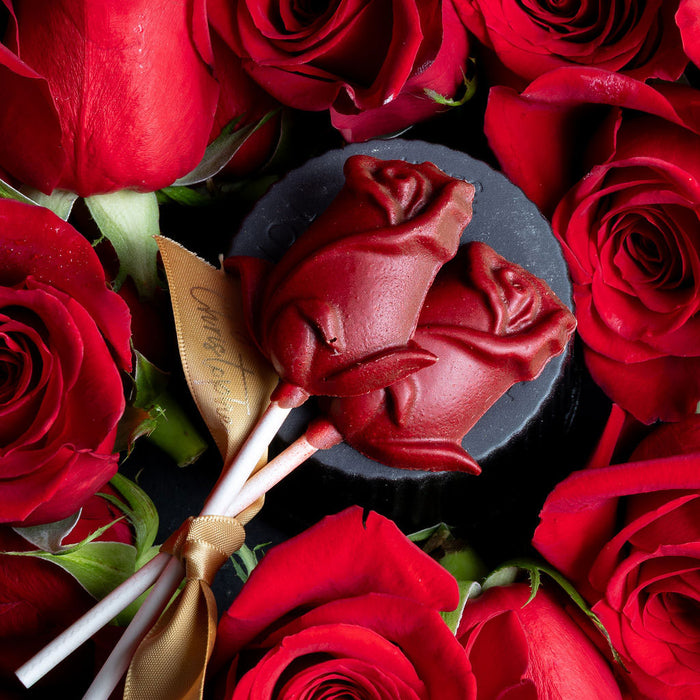 best Valentine's Day treats in Burnaby and White Rock, BC, artisan chocolate lollipops from Chez Christophe Chocolate Shop