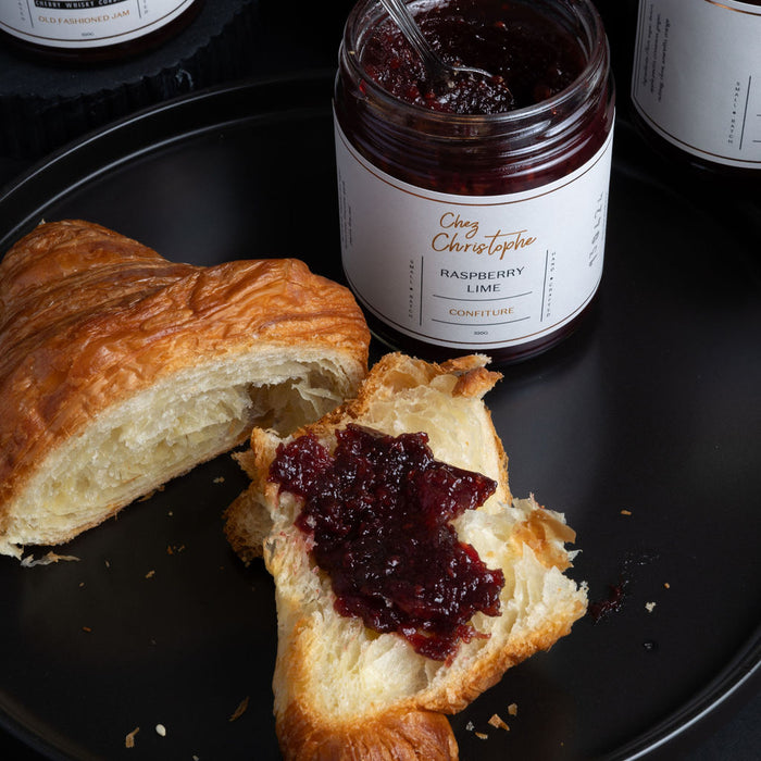 local raspberry jam - shop packaged goods - Made in Canada by Chez Christophe artisan chocolate shop and bakery in Burnaby and White Rock, near Vancouver, BC