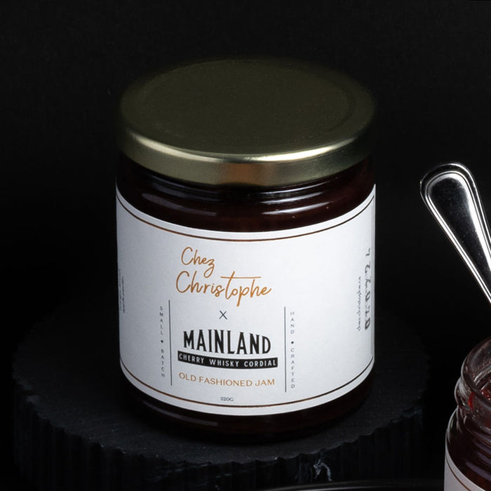 old fashioned cherry whisky jam with Mainland Whisky made in British Columbia, Canada by Chez Christophe Patisserie