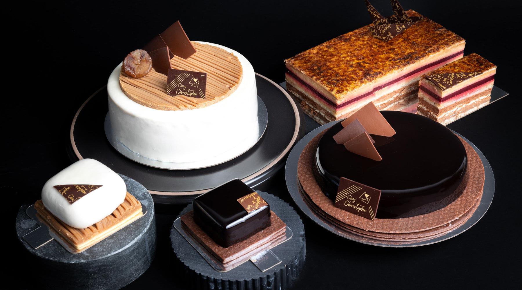 Best cakes and tarts from artisan bakery and patisserie Chez Christophe cake shop located in Burnaby and White Rock near Vancouver, BC