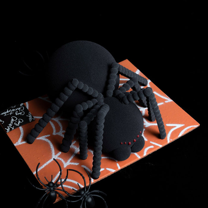 Top places for halloween treats in Vancouver, BC - Spider Chocolate Showpiece from Chez Christophe artisan Chocolate Shop in Burnaby, White Rock, and West Vancouver