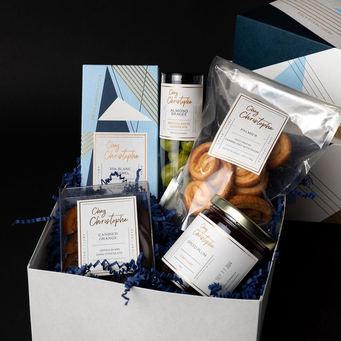 gourmet gift boxes and gift baskets in Metro Vancouver, local delivery and shipping across Canada, Chez Christophe Chocolaterie.